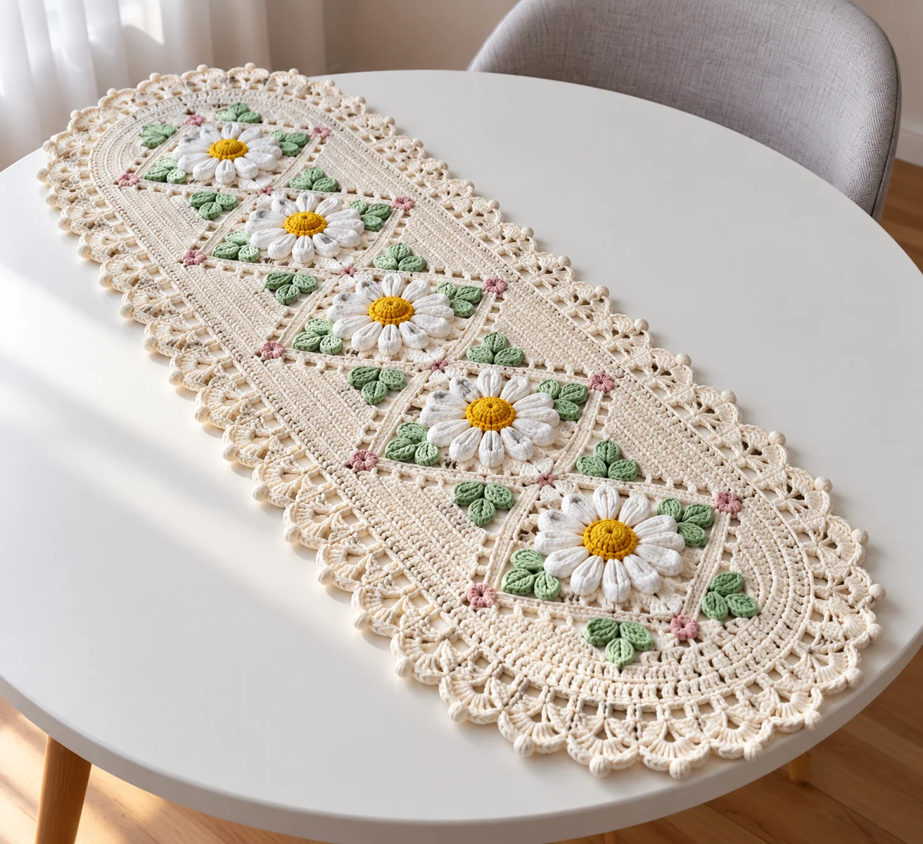 Daisy Garden Diamond Runner Crochet Pattern