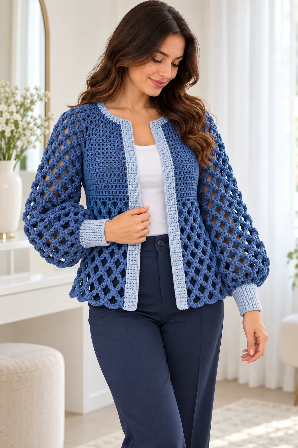 Denim Diamond Cardigan Crochet Pattern