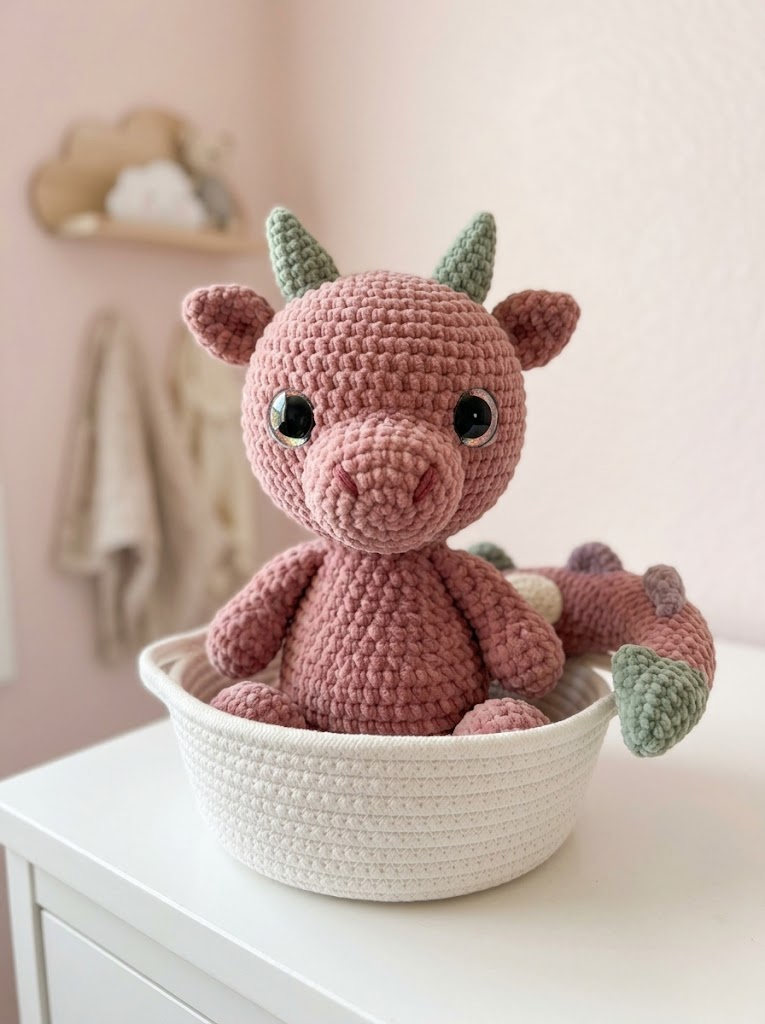 Dusty Rose Dragon Amigurumi Plush Free Crochet Pattern