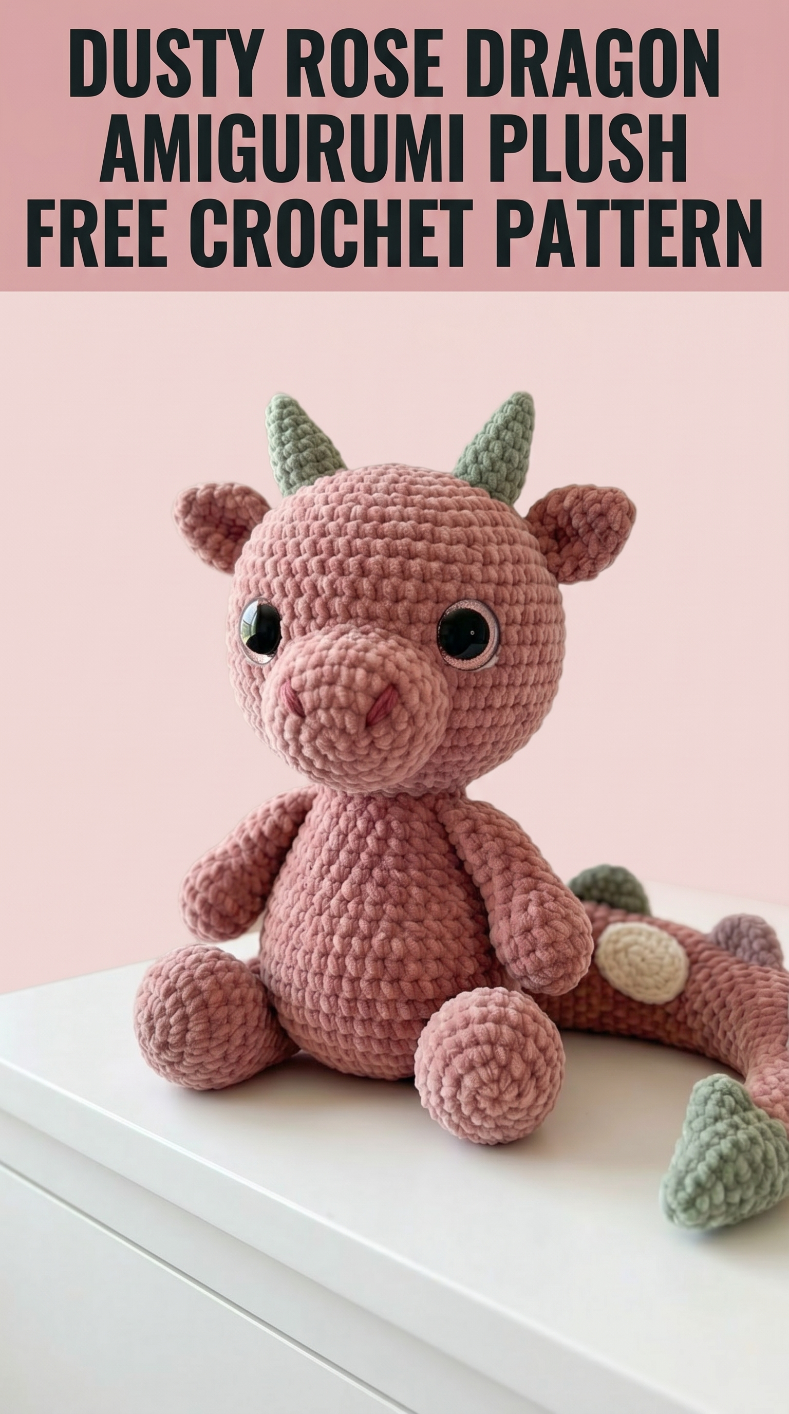 Dusty Rose Dragon Amigurumi Plush Free Crochet Pattern
