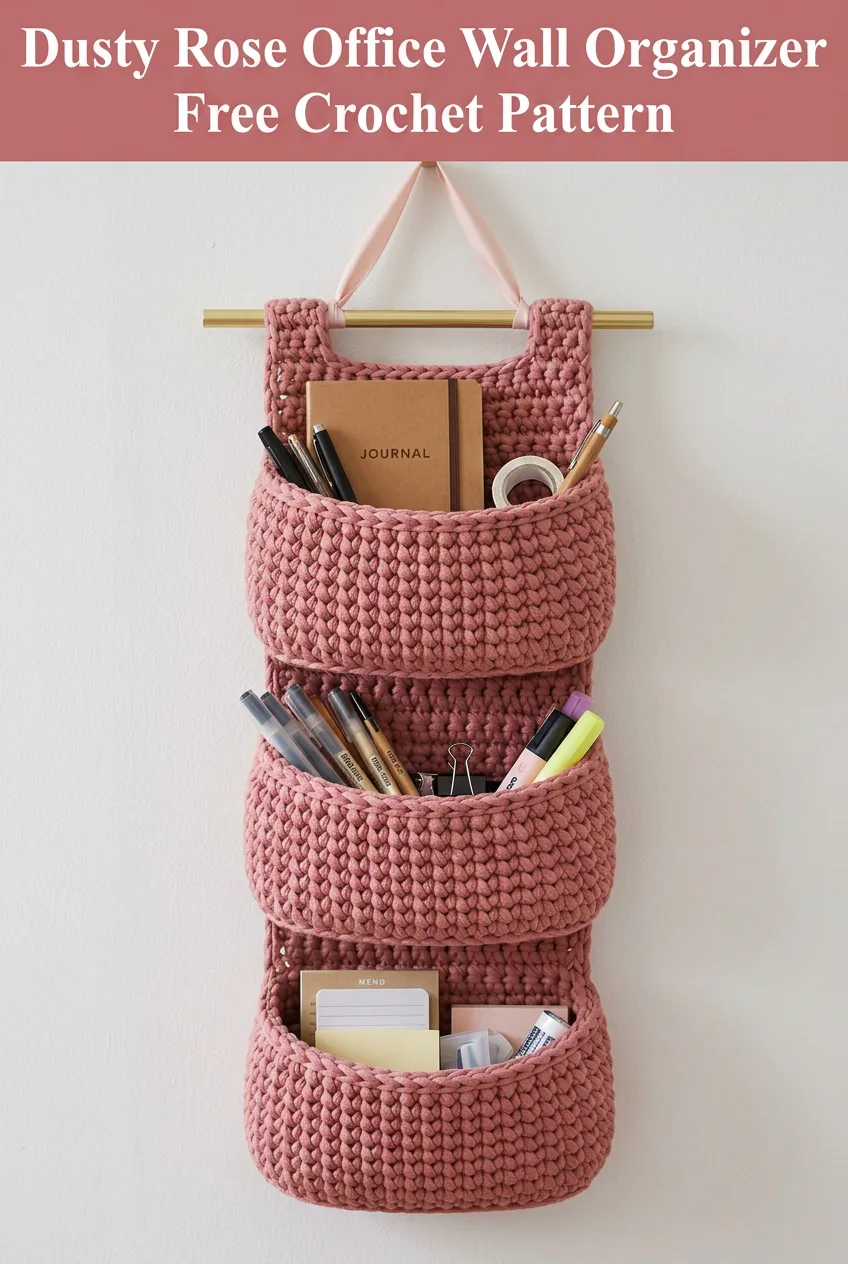 Dusty Rose Office Wall Organizer Free Crochet Pattern