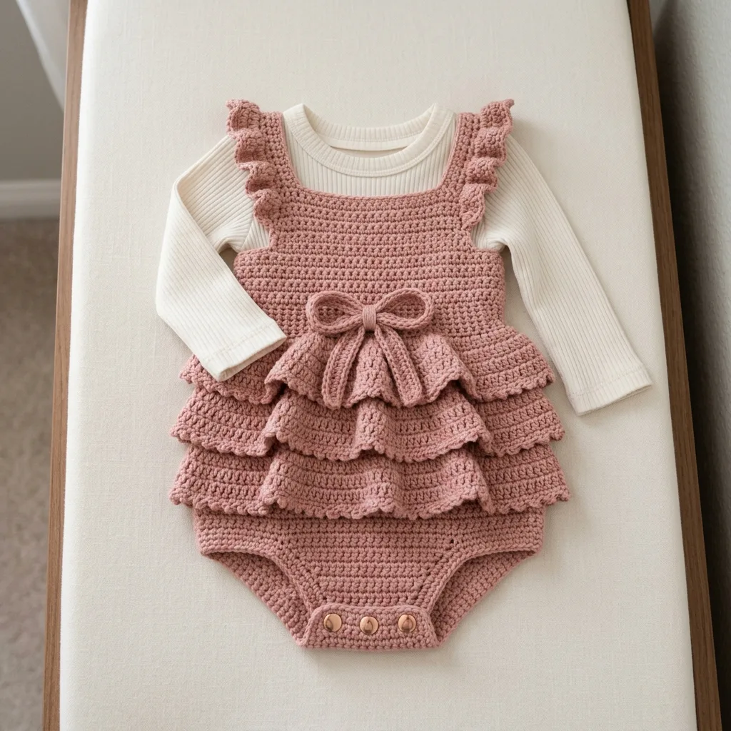 Dusty Rose Vintage Baby Romper Free Crochet Pattern