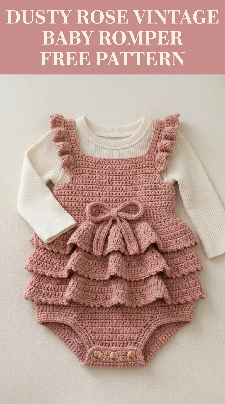 Dusty Rose Vintage Baby Romper Free Crochet Pattern