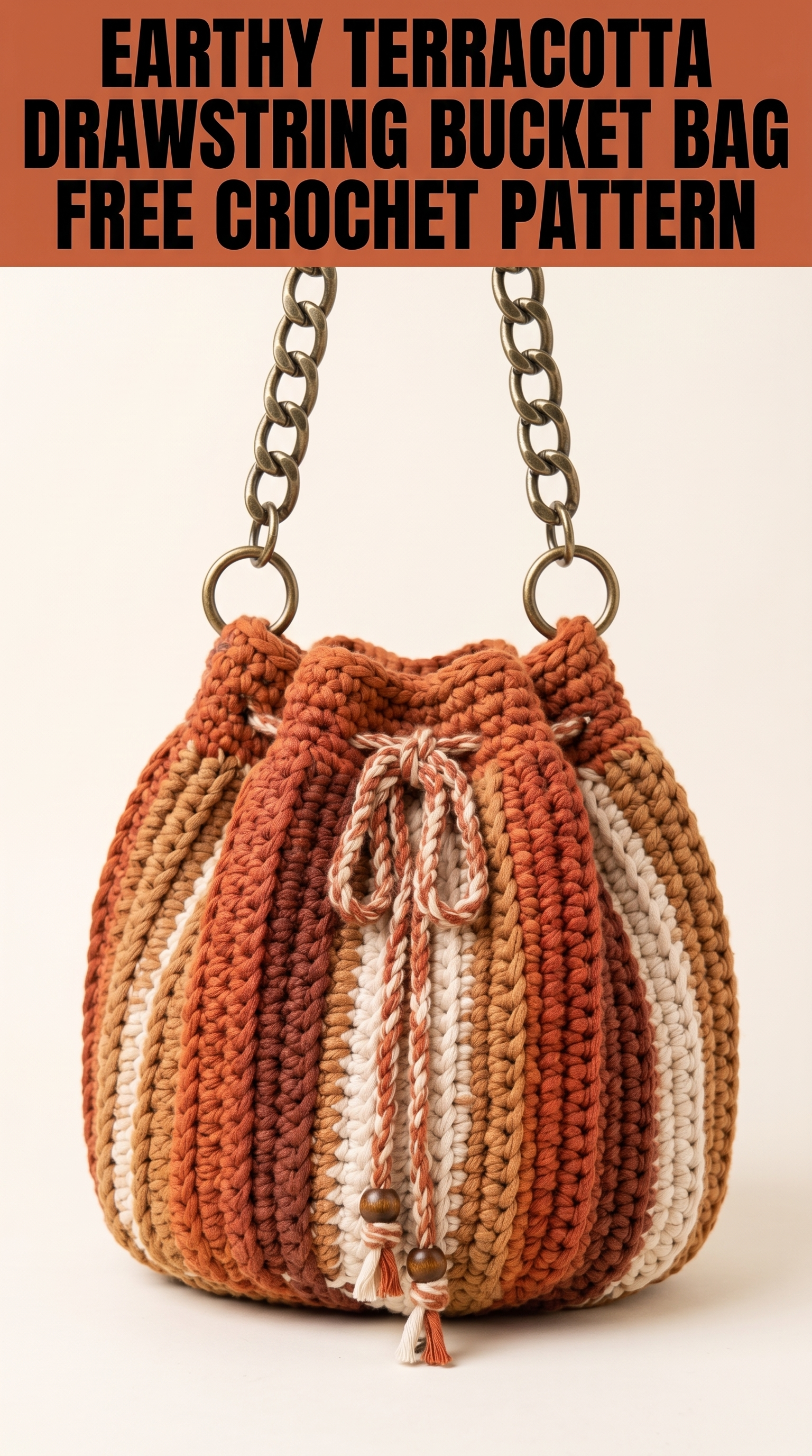 Earthy Terracotta Drawstring Bucket Bag Free Crochet Pattern