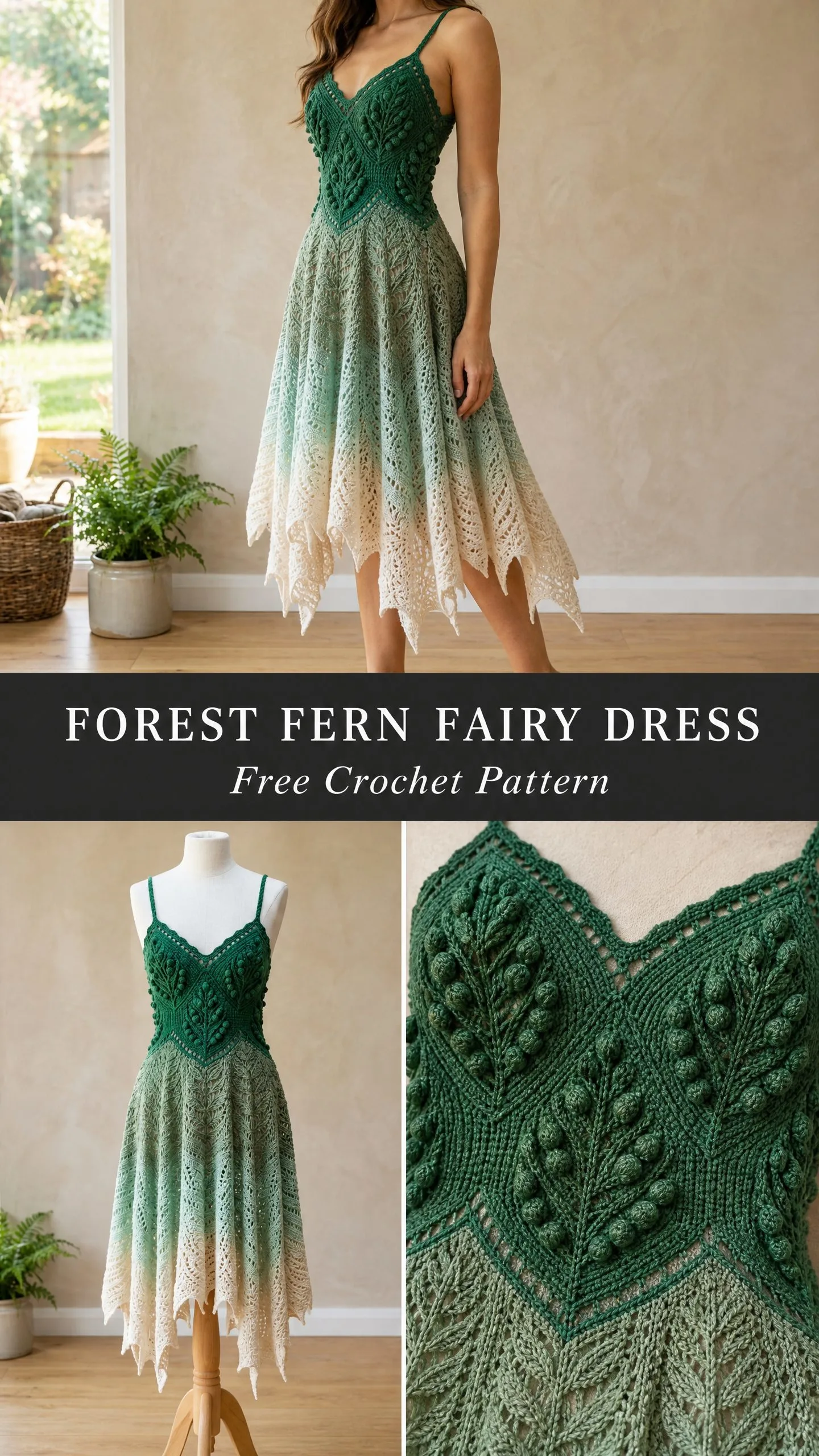 Forest Fern Fairy Dress Free Crochet Pattern