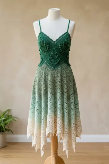 Forest Fern Fairy Dress Free Crochet Pattern