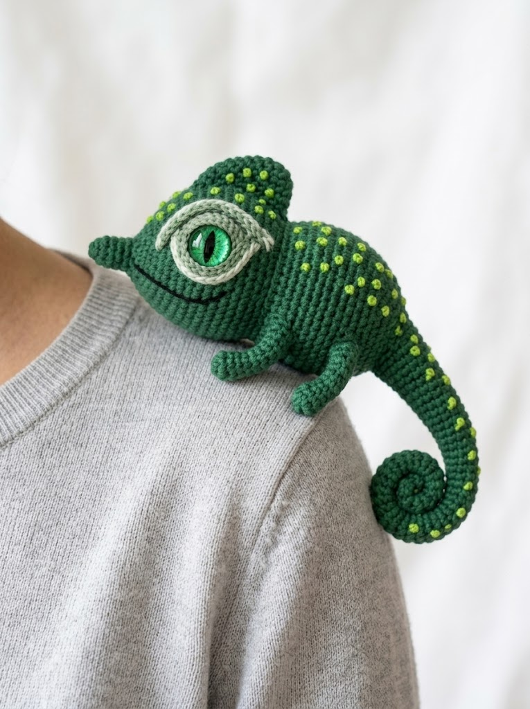 Forest Green Chameleon Amigurumi Free Crochet Pattern