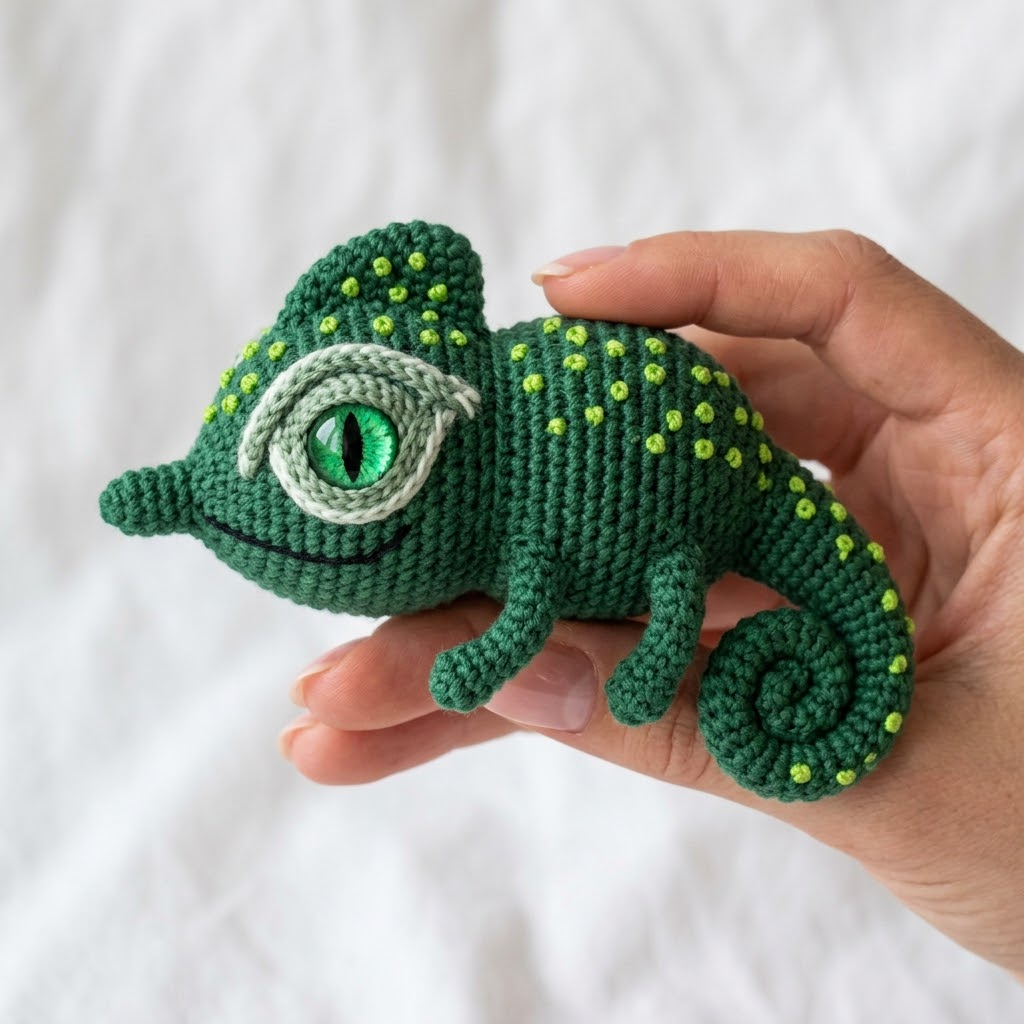 Forest Green Chameleon Amigurumi Free Crochet Pattern