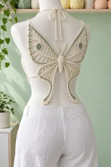 Ivory Moth Open-Back Top Crochet Pattern