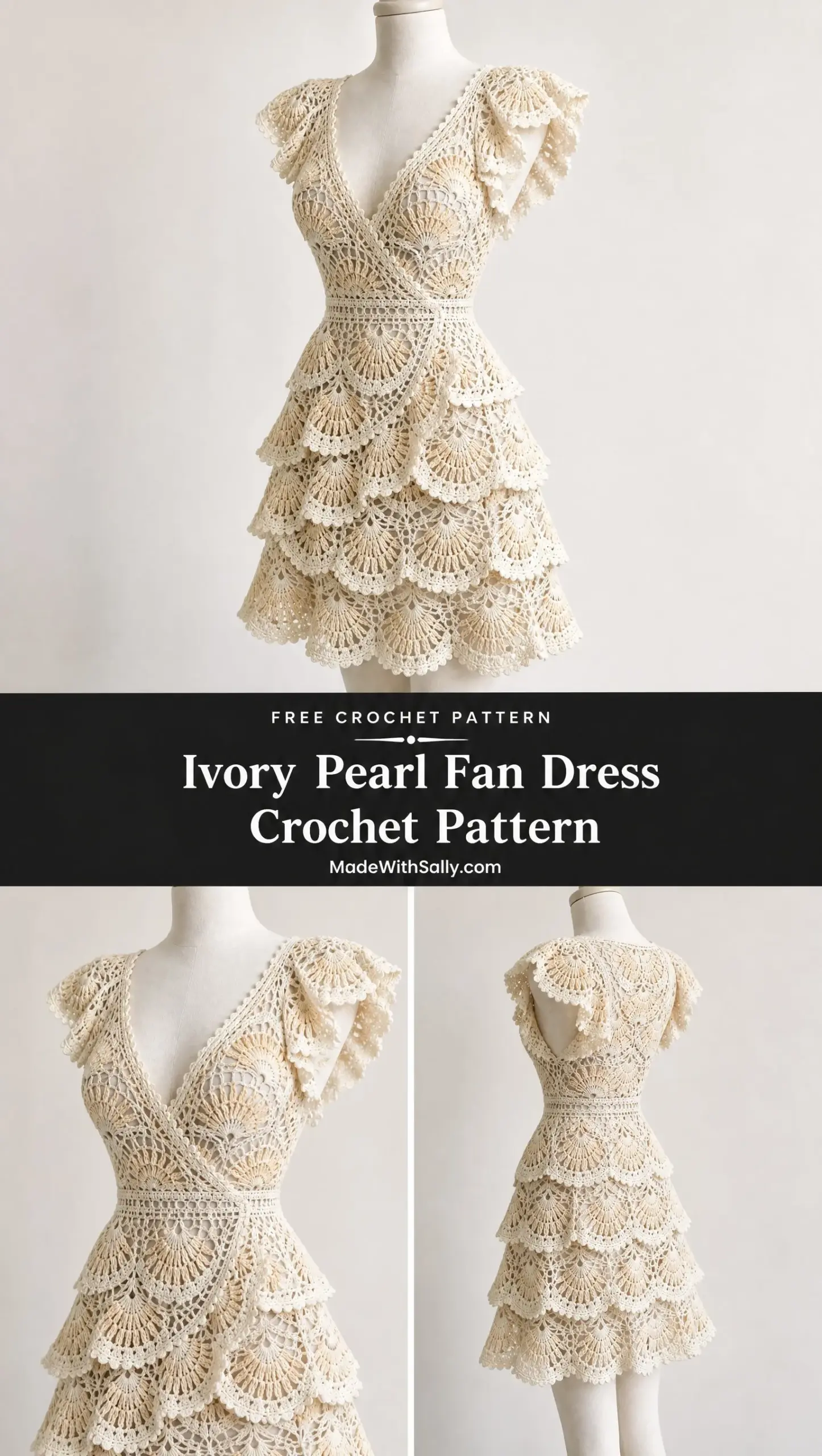Ivory Pearl Fan Dress Crochet Pattern