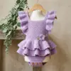Lavender Blooms Ruffle Baby Romper Free Crochet Pattern