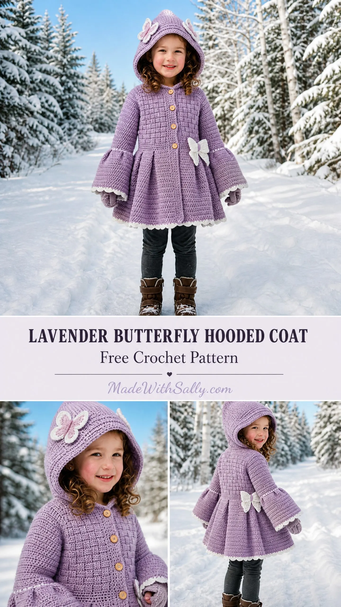 Lavender Butterfly Hooded Coat Free Crochet Pattern