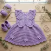 Lavender Dream Butterfly Baby Dress Free Crochet Pattern