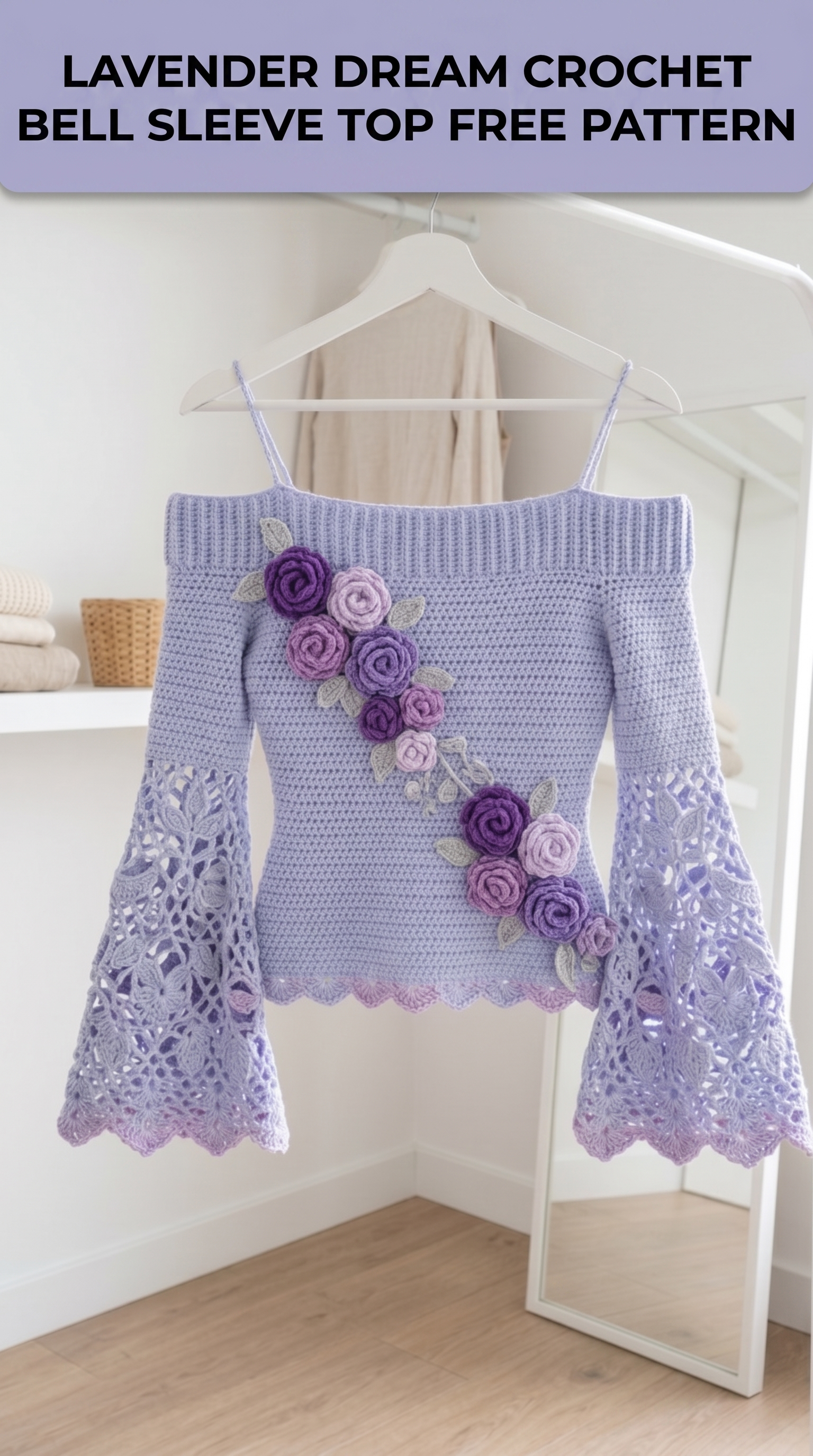 Lavender Dream Crochet Bell Sleeve Top Free Pattern