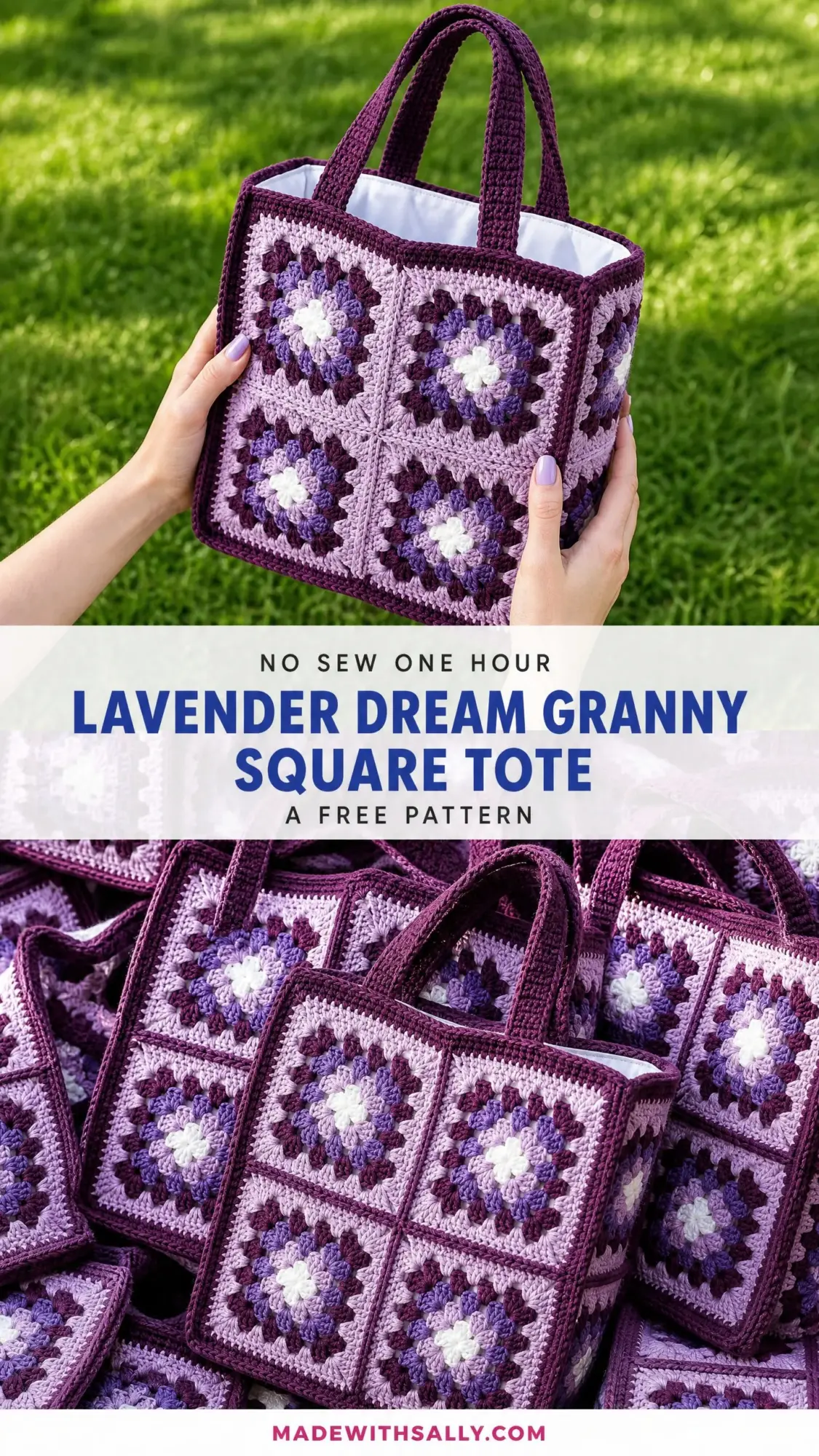 Lavender Dream Granny Square Tote Free Crochet Pattern