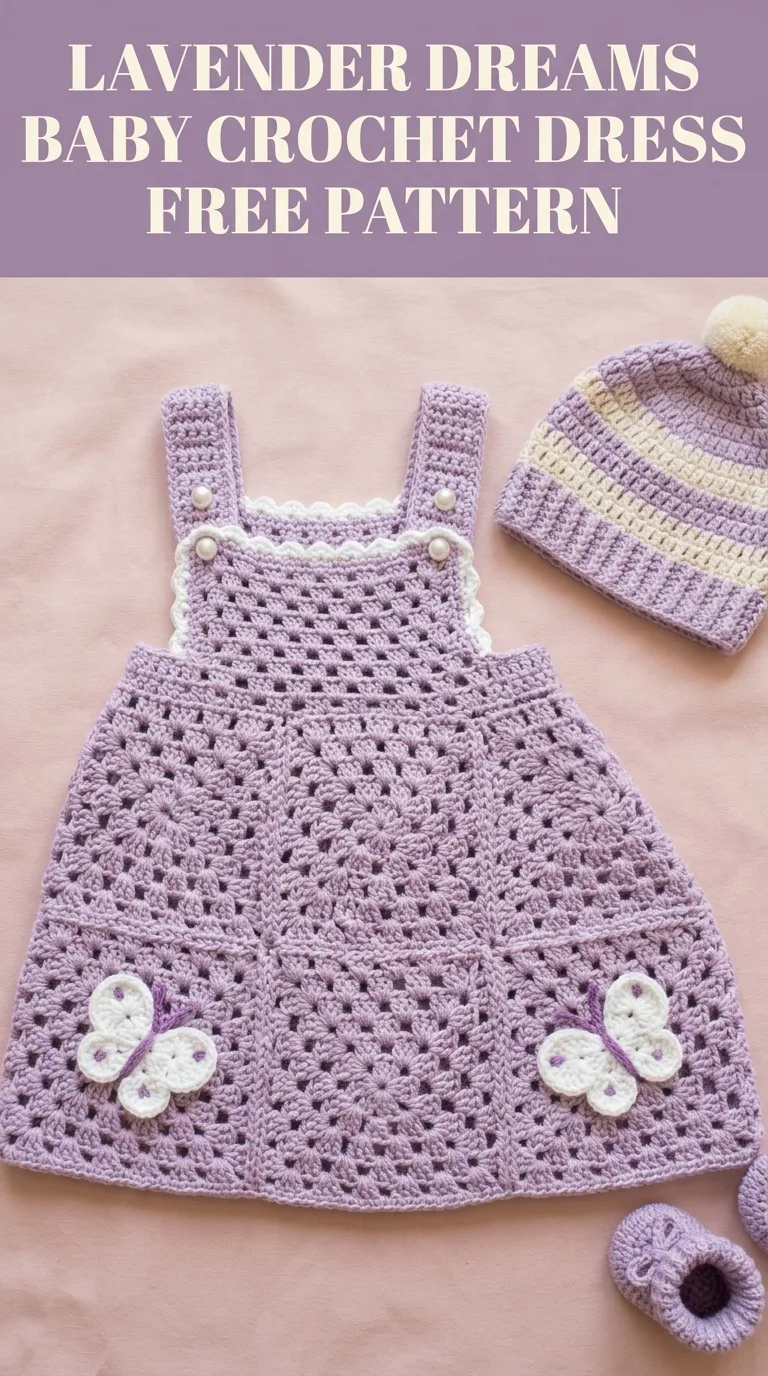 Lavender Dreams Baby Crochet Dress Free Pattern