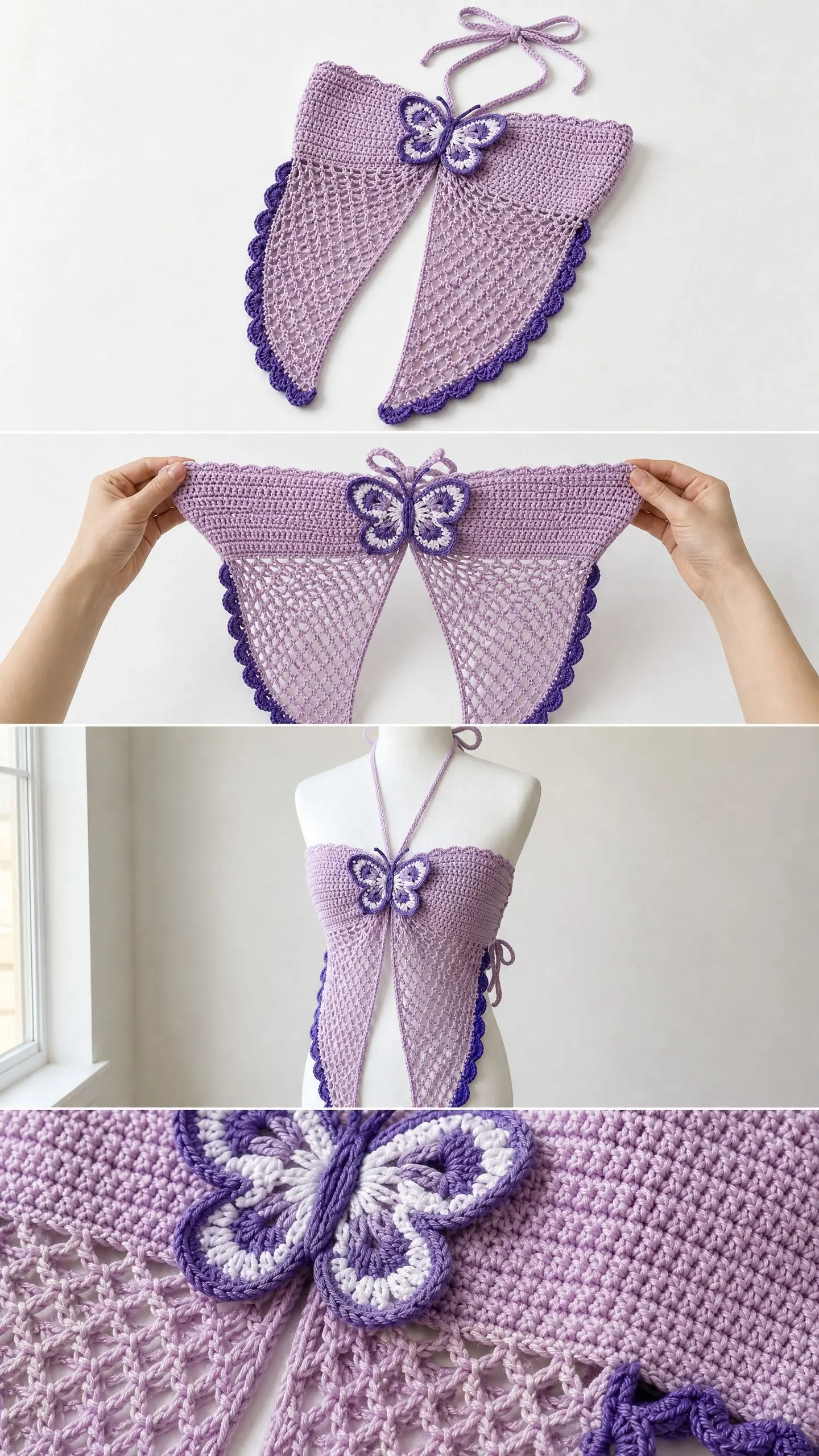 Lavender Dreams Butterfly Halter Top Free Crochet Pattern