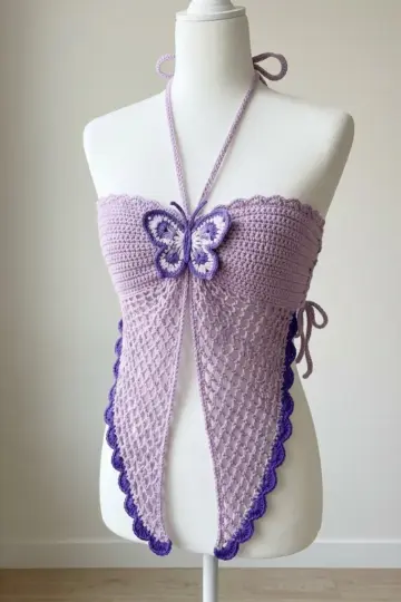 Lavender Dreams Butterfly Halter Top Free Crochet Pattern