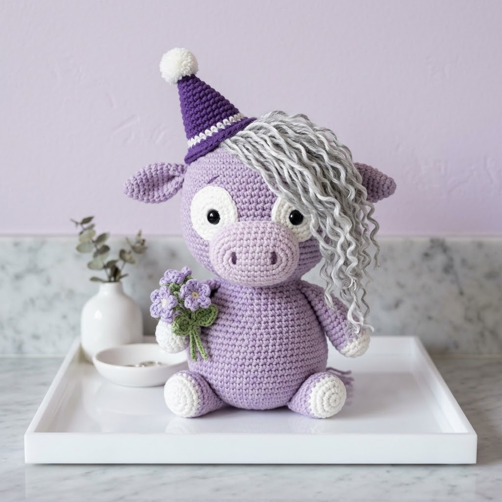 Lavender Dreams Highland Cow Amigurumi Free Crochet Pattern