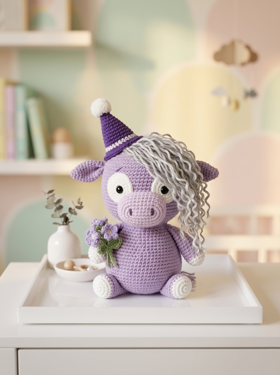 Lavender Dreams Highland Cow Amigurumi Free Crochet Pattern