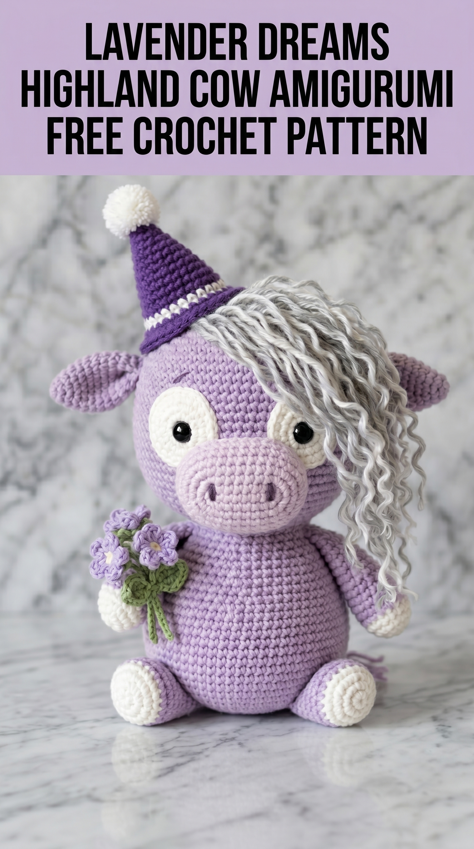 Lavender Dreams Highland Cow Amigurumi Free Crochet Pattern