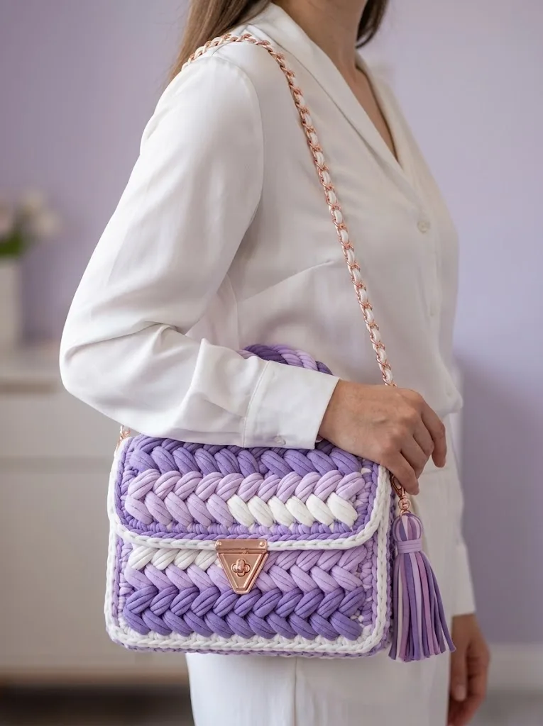 Lavender Dreams Purple Ombre Braided Purse Free Crochet Pattern