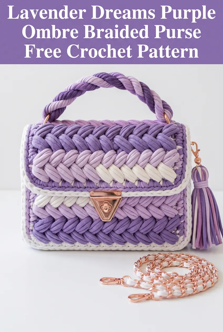 Lavender Dreams Purple Ombre Braided Purse Free Crochet Pattern