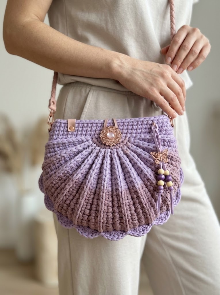 Lavender Dreams Seashell Bag Free Crochet Pattern