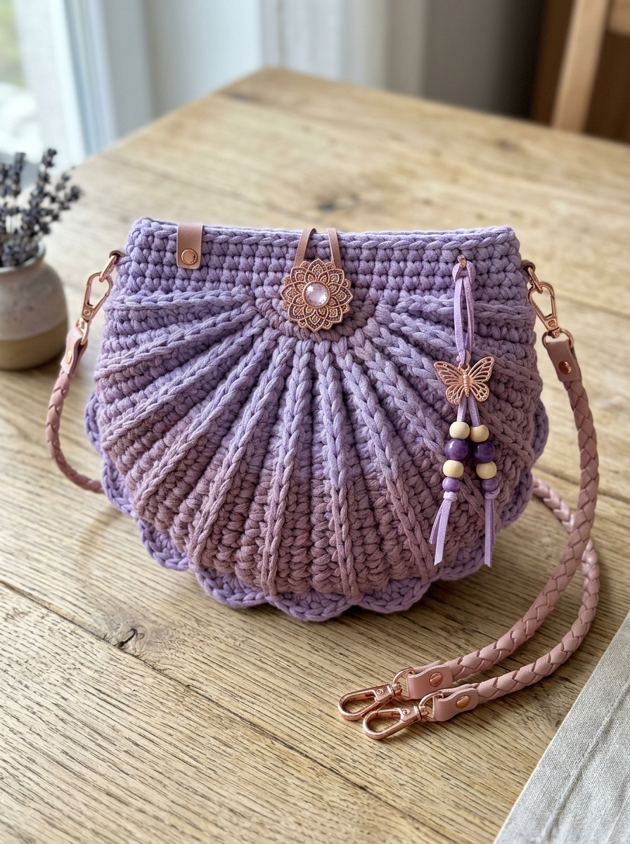 Lavender Dreams Seashell Bag Free Crochet Pattern