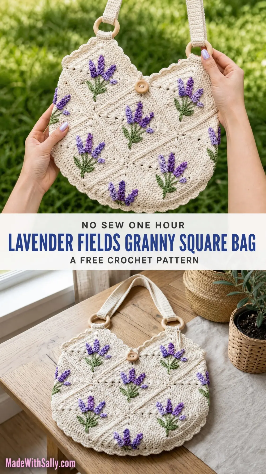 Lavender Fields Granny Square Bag Free Crochet Pattern