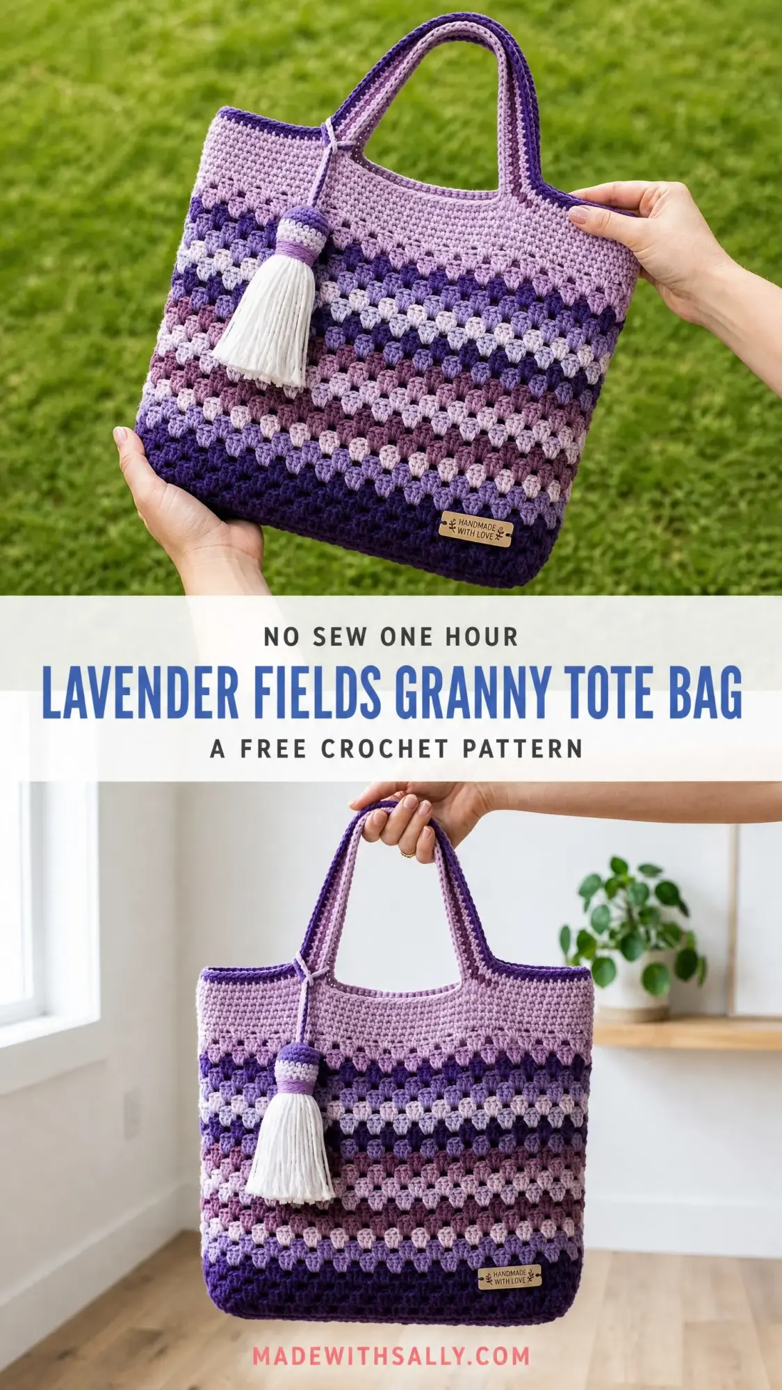 Lavender Fields Granny Tote Bag Free Crochet Pattern