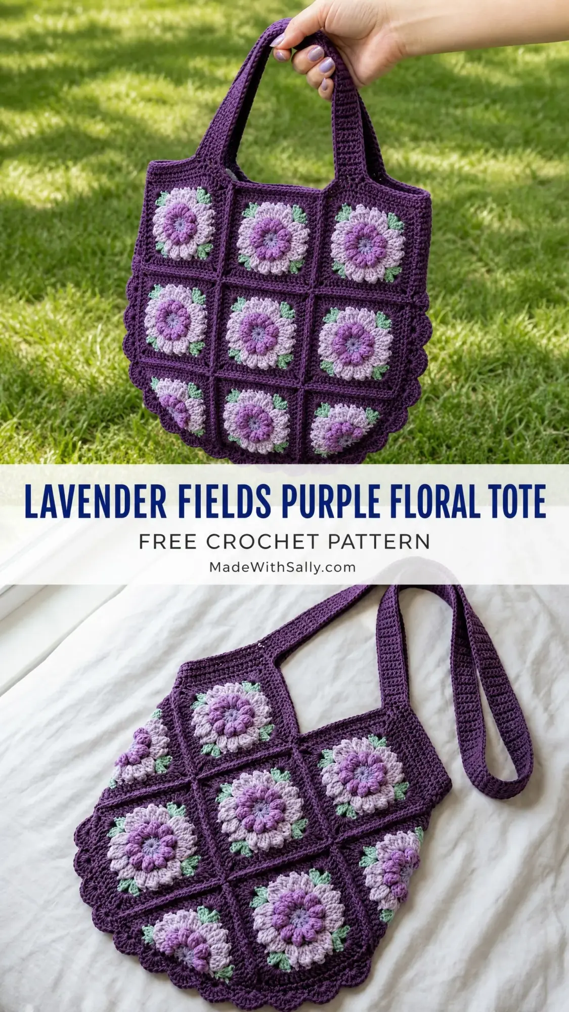 Lavender Fields Purple Floral Tote Free Crochet Pattern