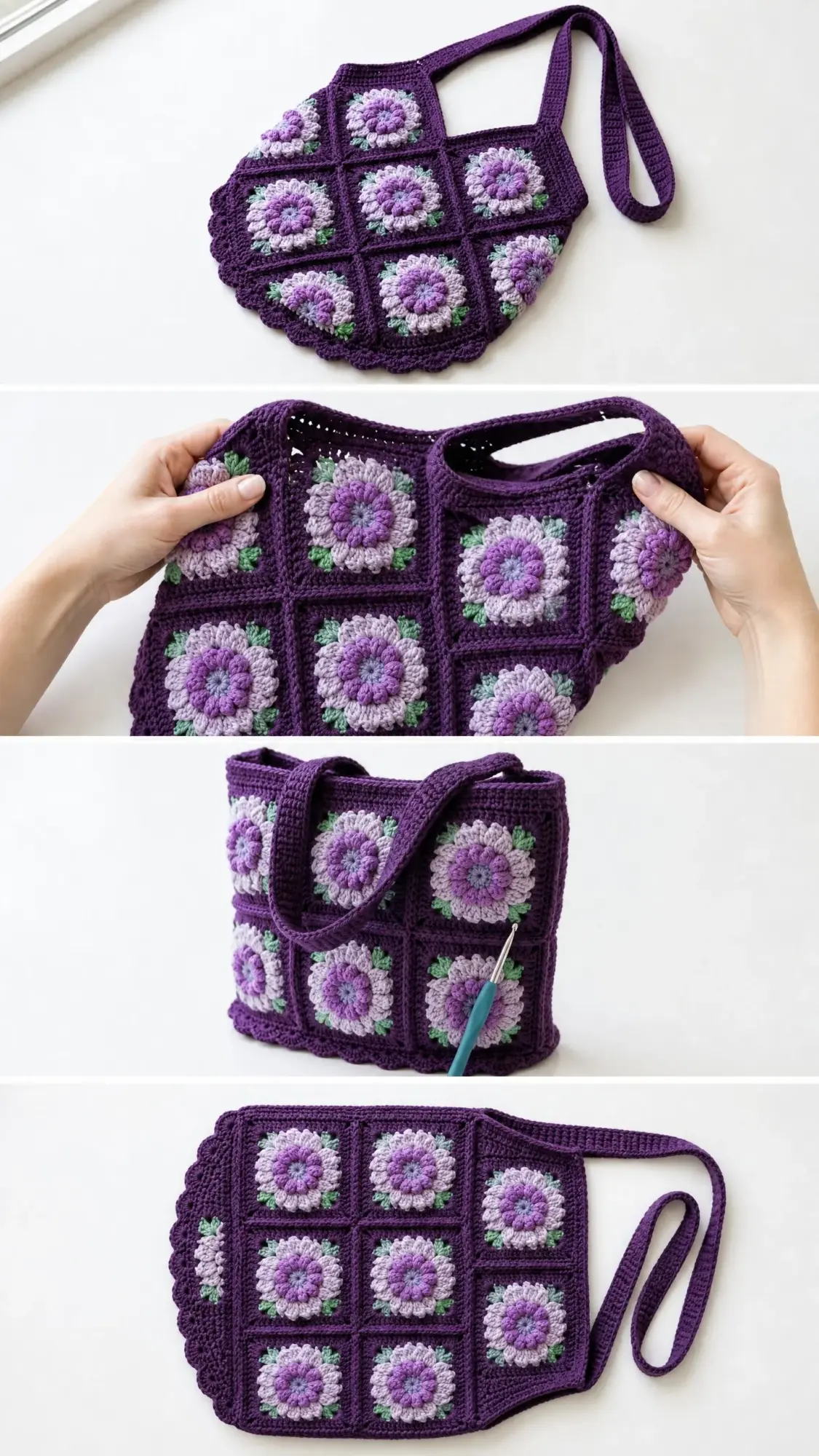 Lavender Fields Purple Floral Tote Free Crochet Pattern