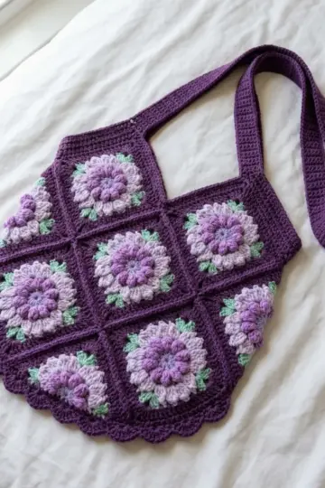 Lavender Fields Purple Floral Tote Free Crochet Pattern