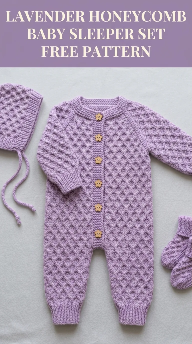 Lavender Honeycomb Baby Sleeper Set Free Crochet Pattern