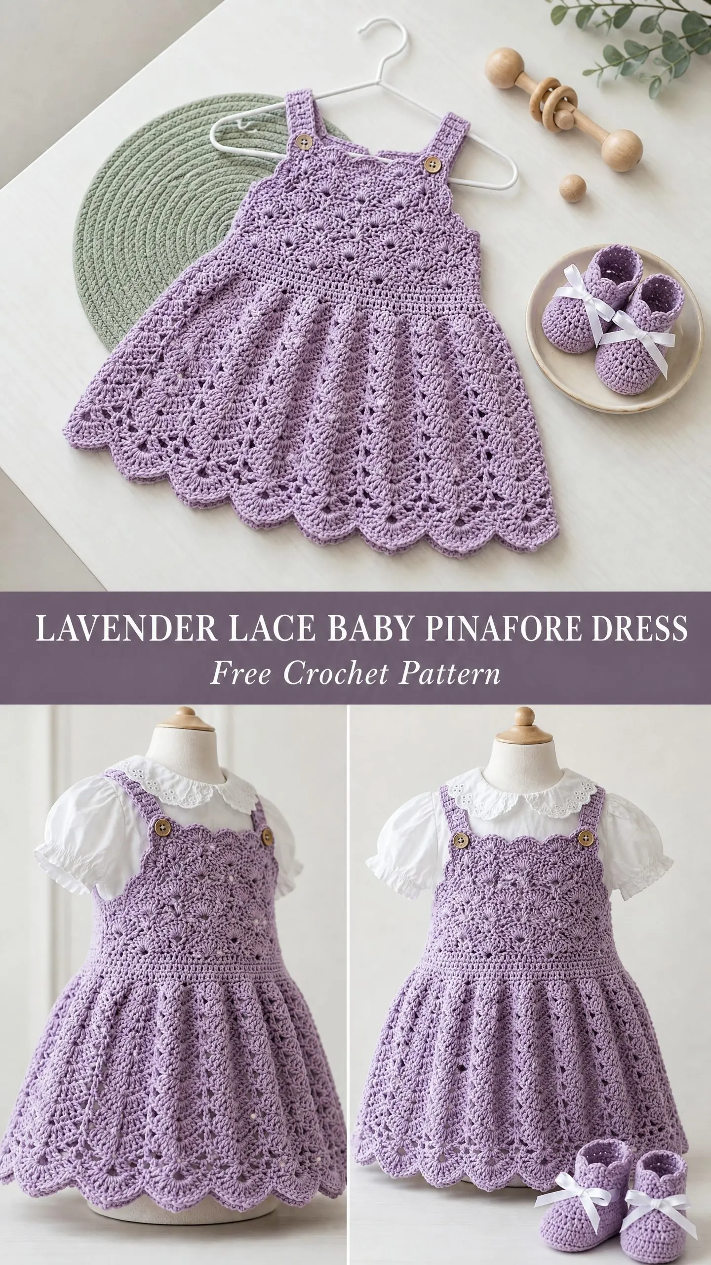 Lavender Lace Baby Pinafore Dress Free Crochet Pattern