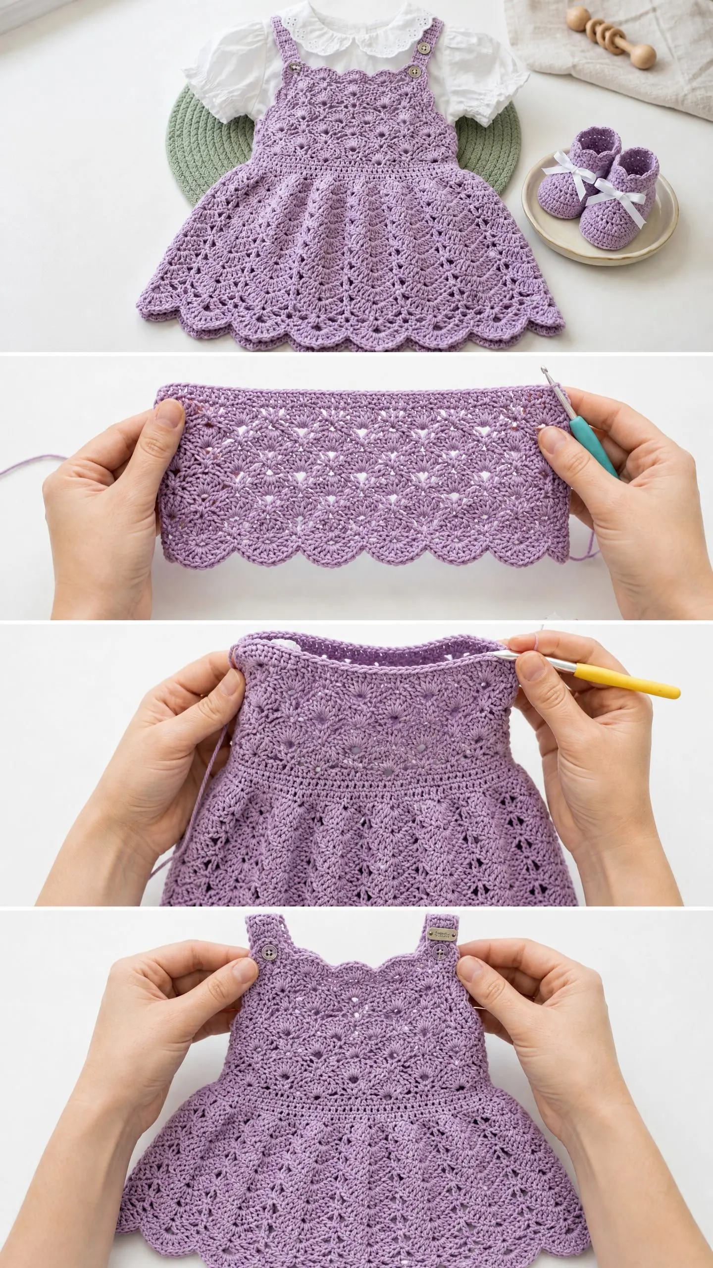 Lavender Lace Baby Pinafore Dress Free Crochet Pattern