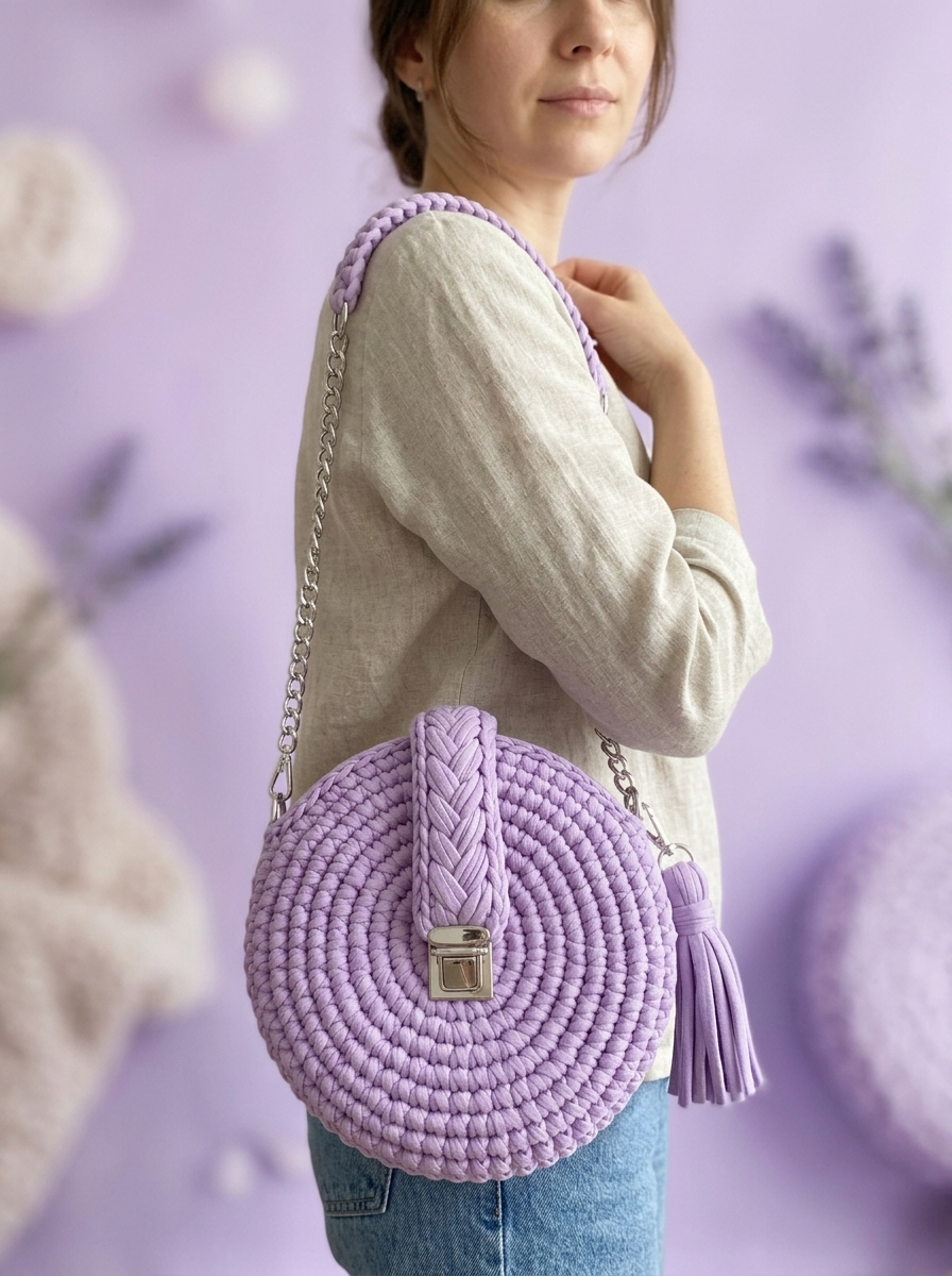 Lavender Purple Chain Crossbody Free Crochet Pattern