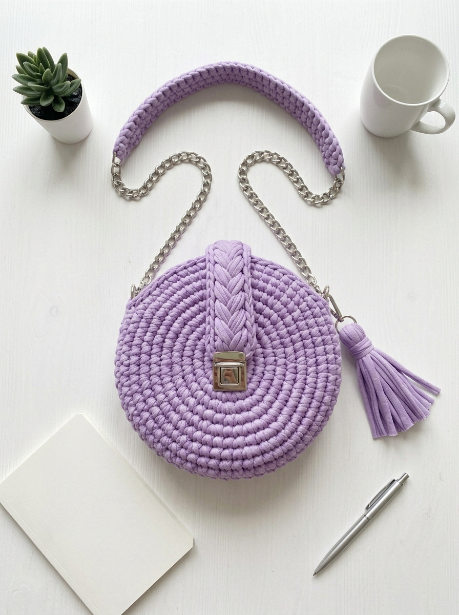Lavender Purple Chain Crossbody Free Crochet Pattern