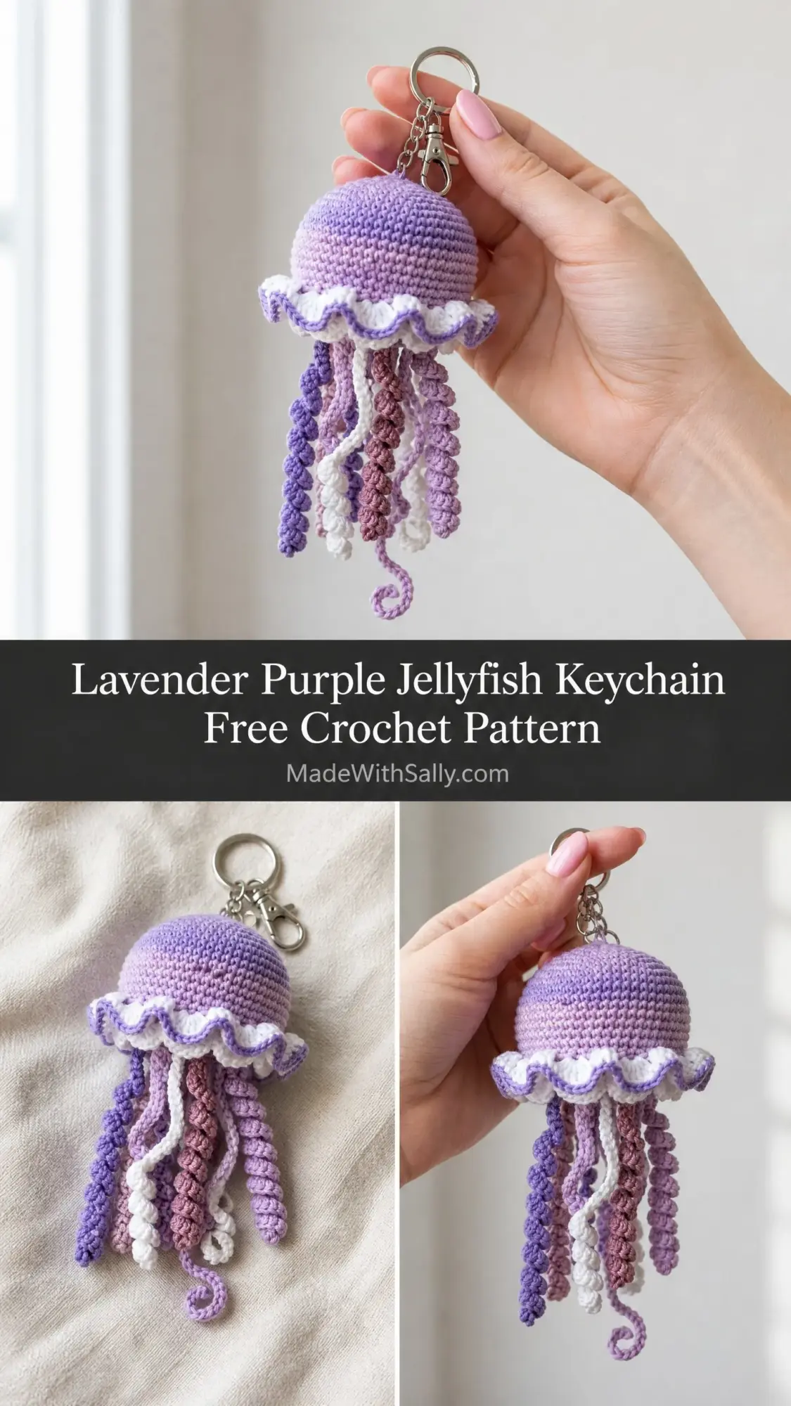 Lavender Purple Jellyfish Keychain Free Crochet Pattern