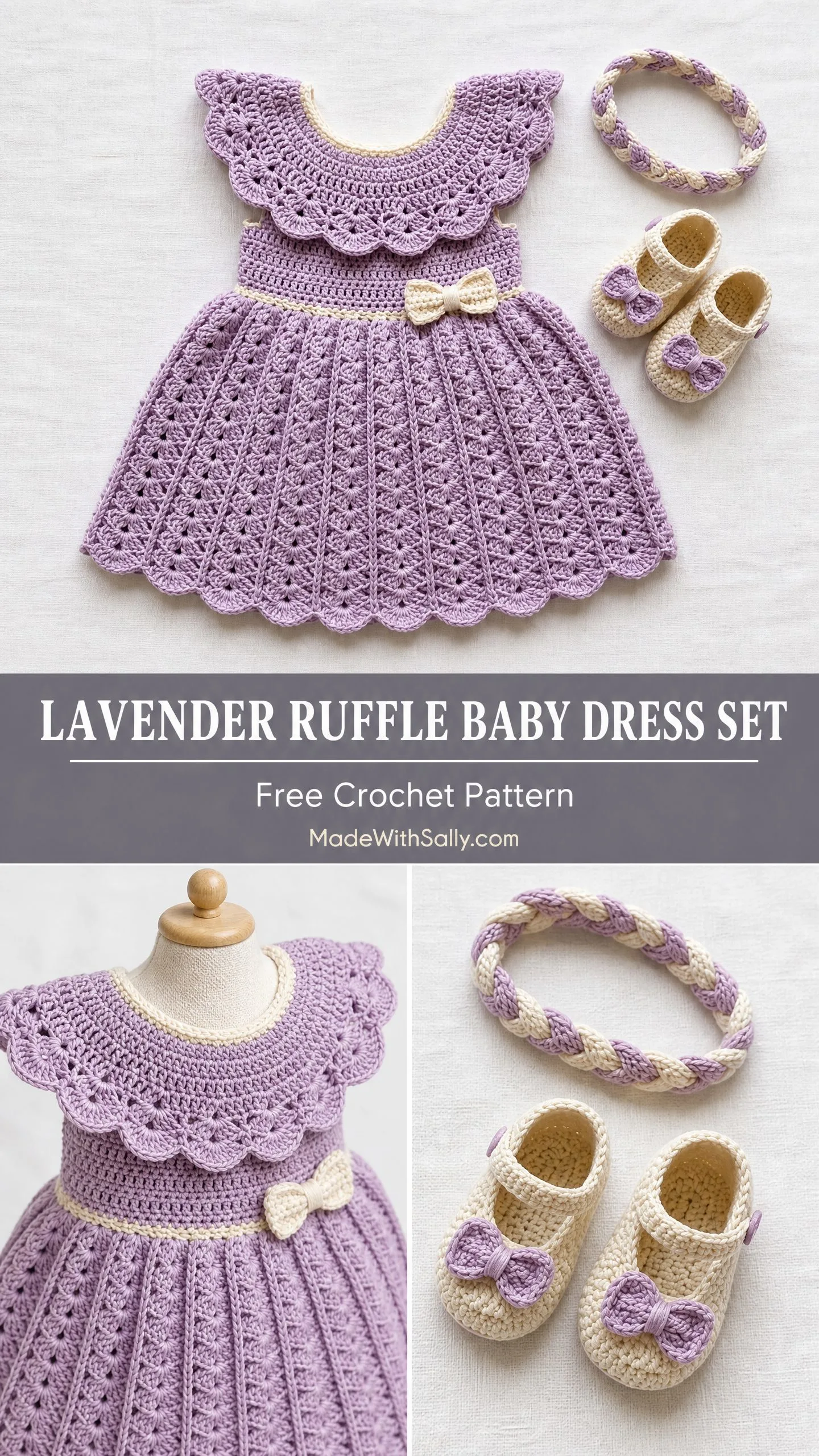 Lavender Ruffle Baby Dress Set Free Crochet Pattern