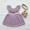 Lavender Ruffle Baby Dress Set Free Crochet Pattern