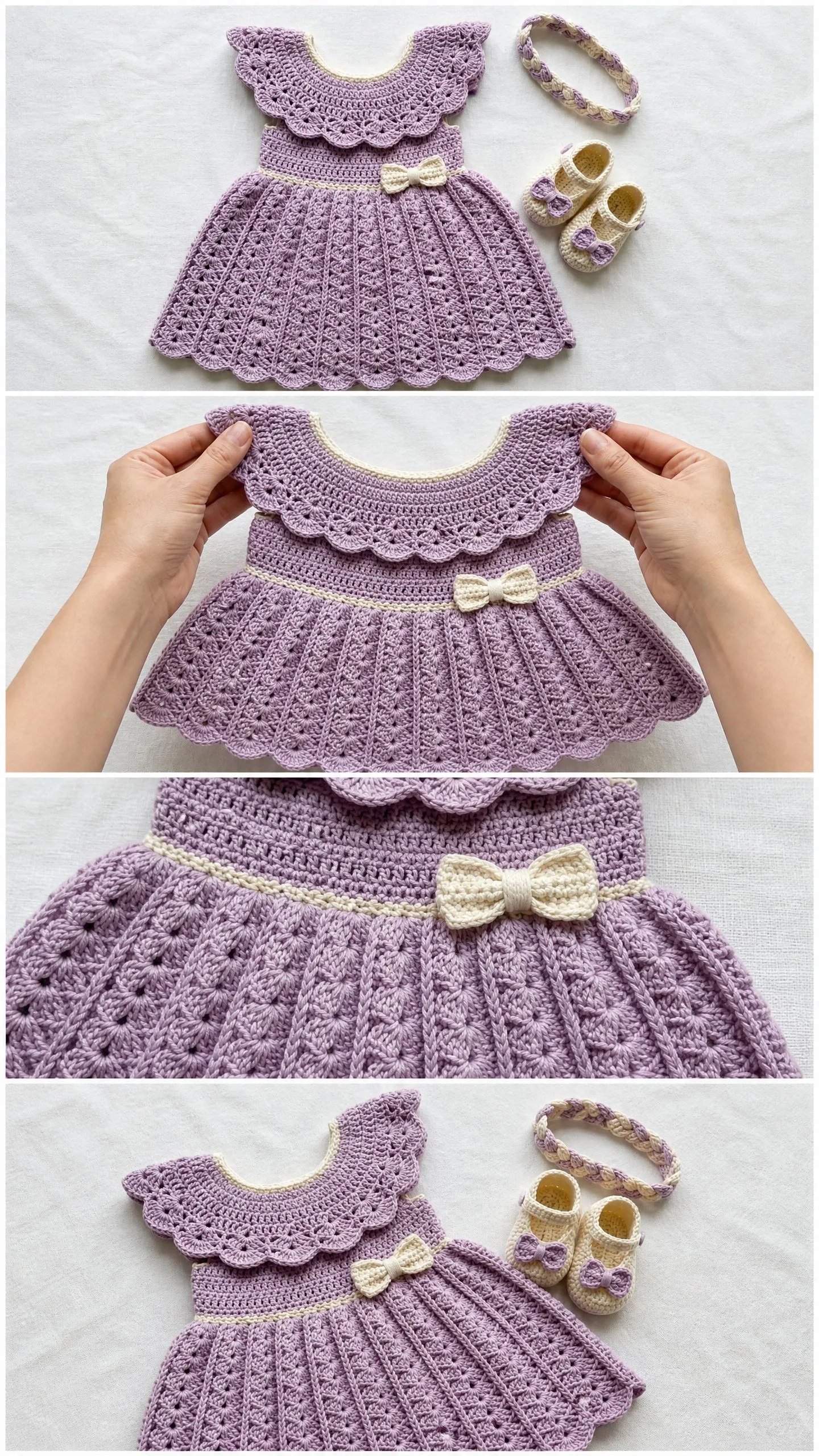 Lavender Ruffle Baby Dress Set Free Crochet Pattern