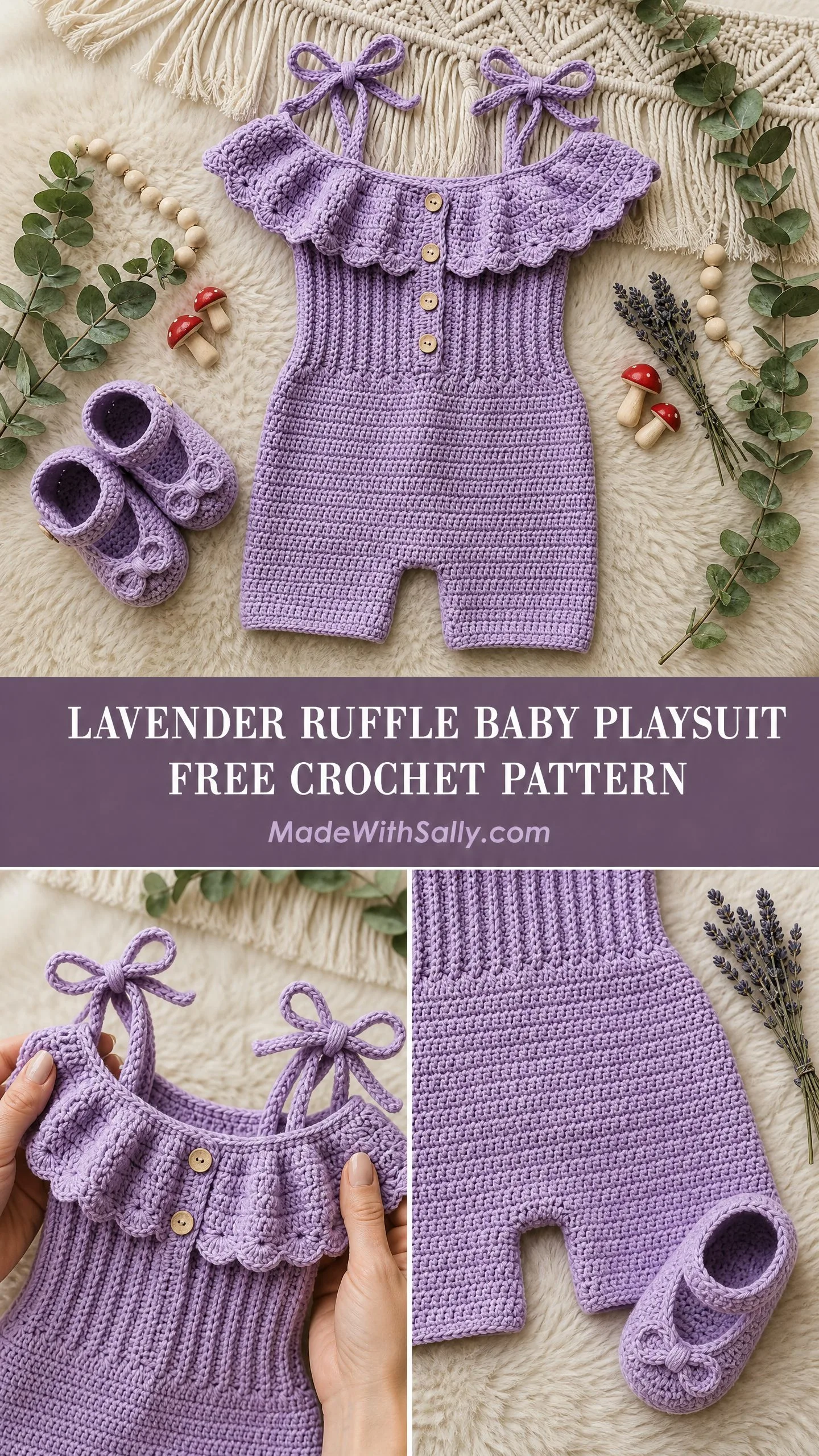 Lavender Ruffle Baby Playsuit Free Crochet Pattern