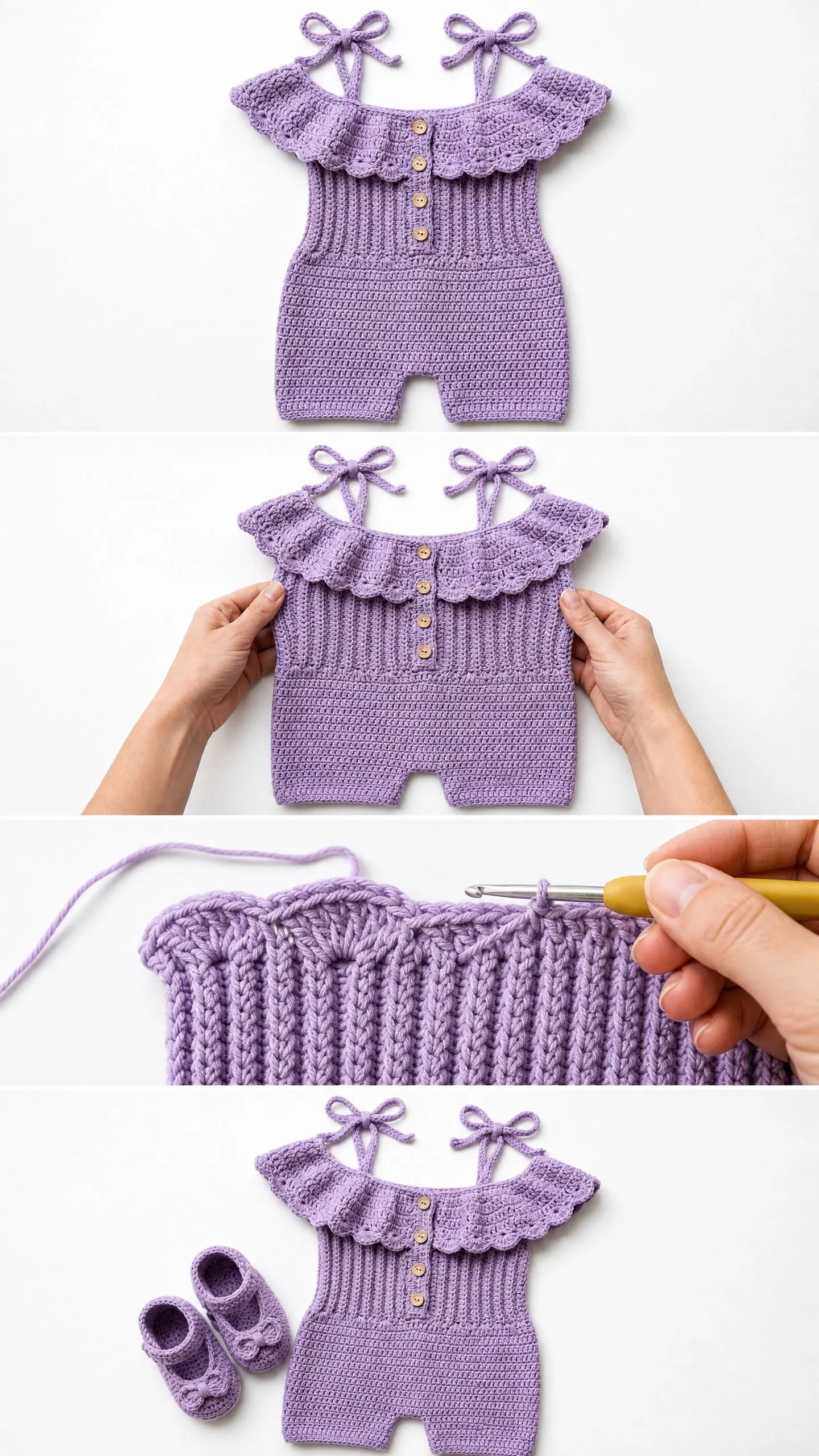 Lavender Ruffle Baby Playsuit Free Crochet Pattern