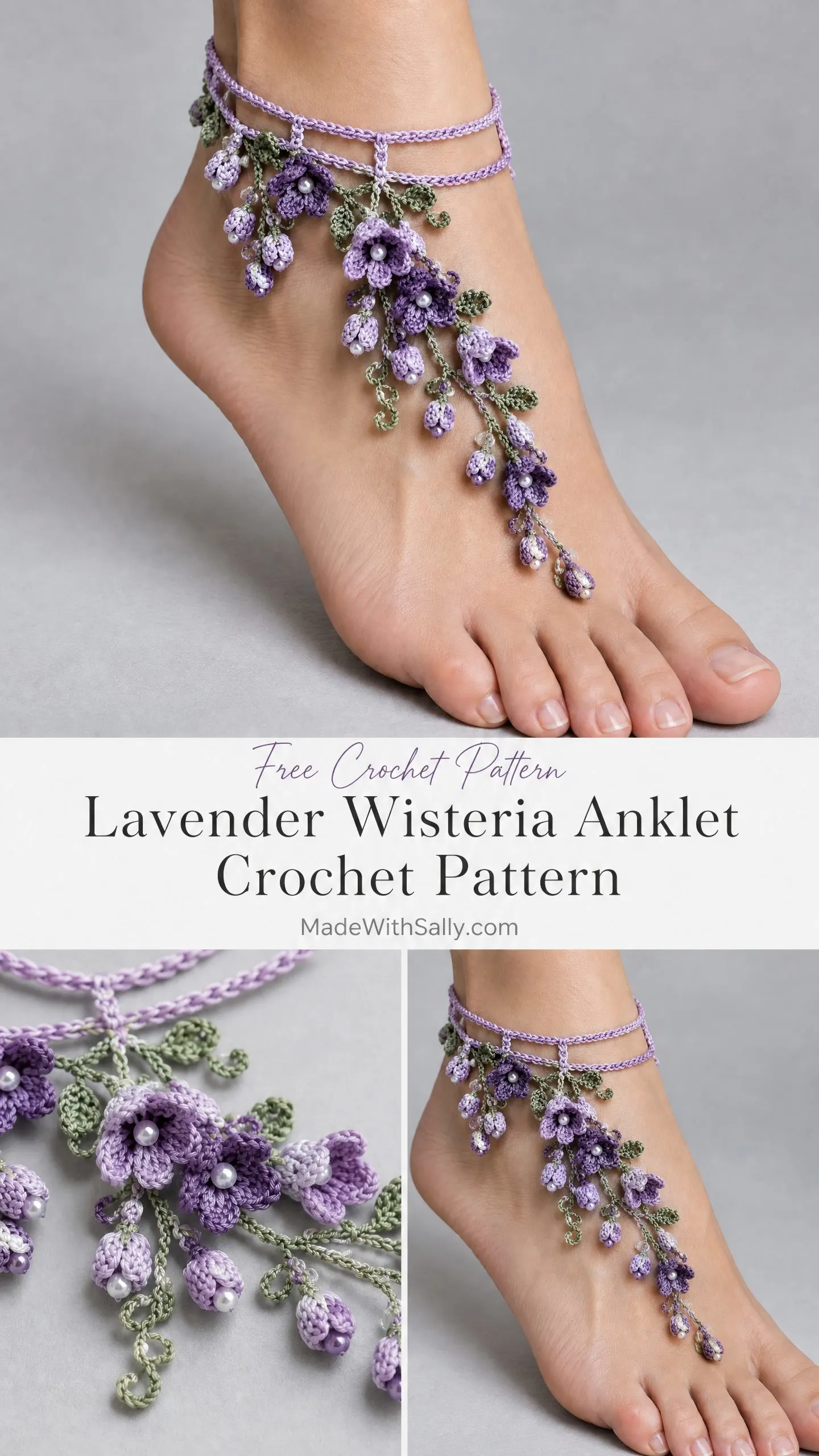 Lavender Wisteria Anklet Crochet Pattern