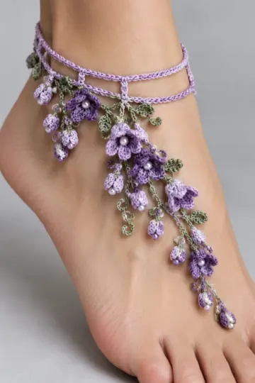 Lavender Wisteria Anklet Crochet Pattern