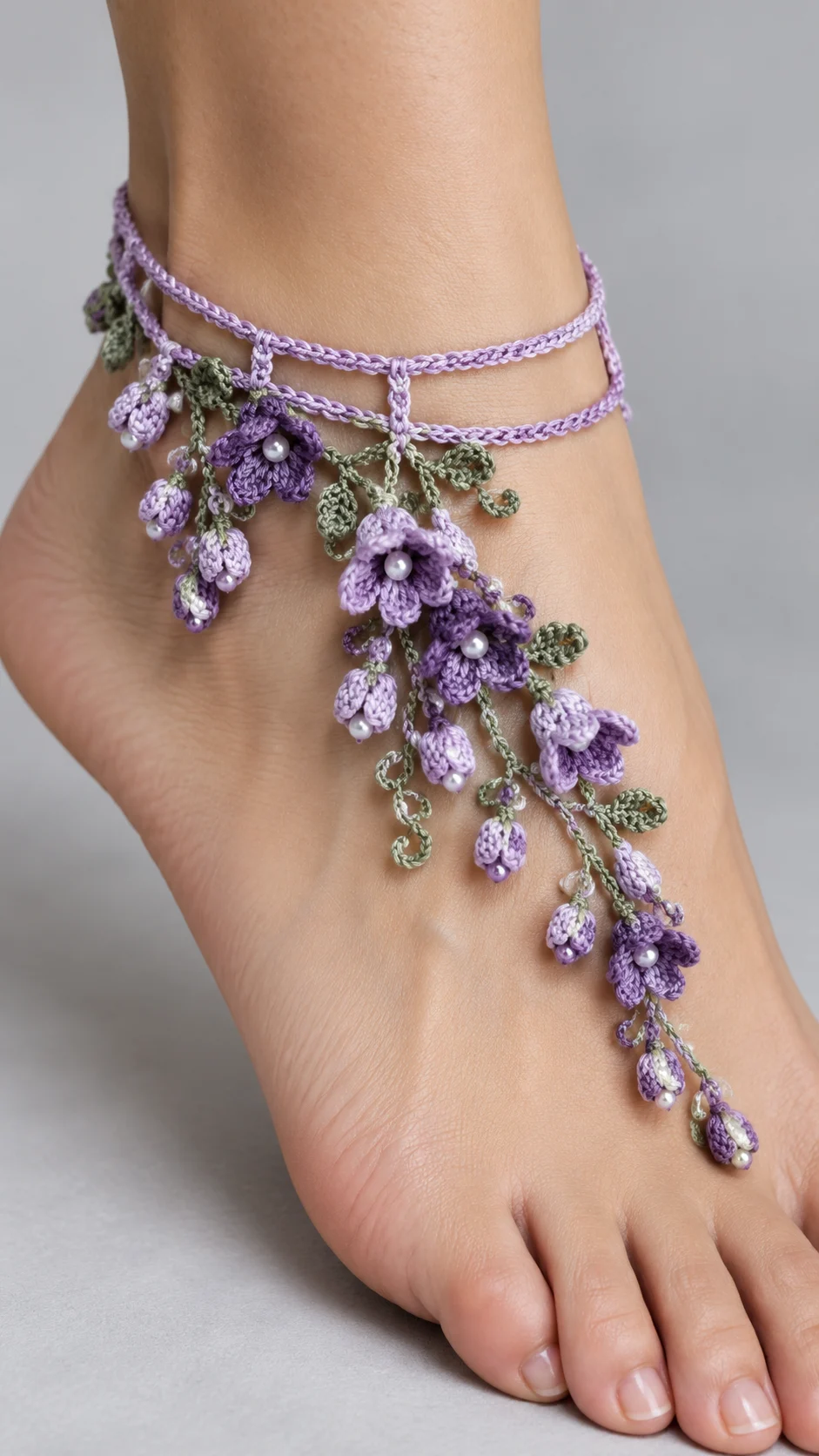 Lavender Wisteria Anklet Crochet Pattern