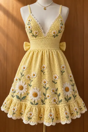 Lemon Daisy Ruffle Dress Crochet Pattern