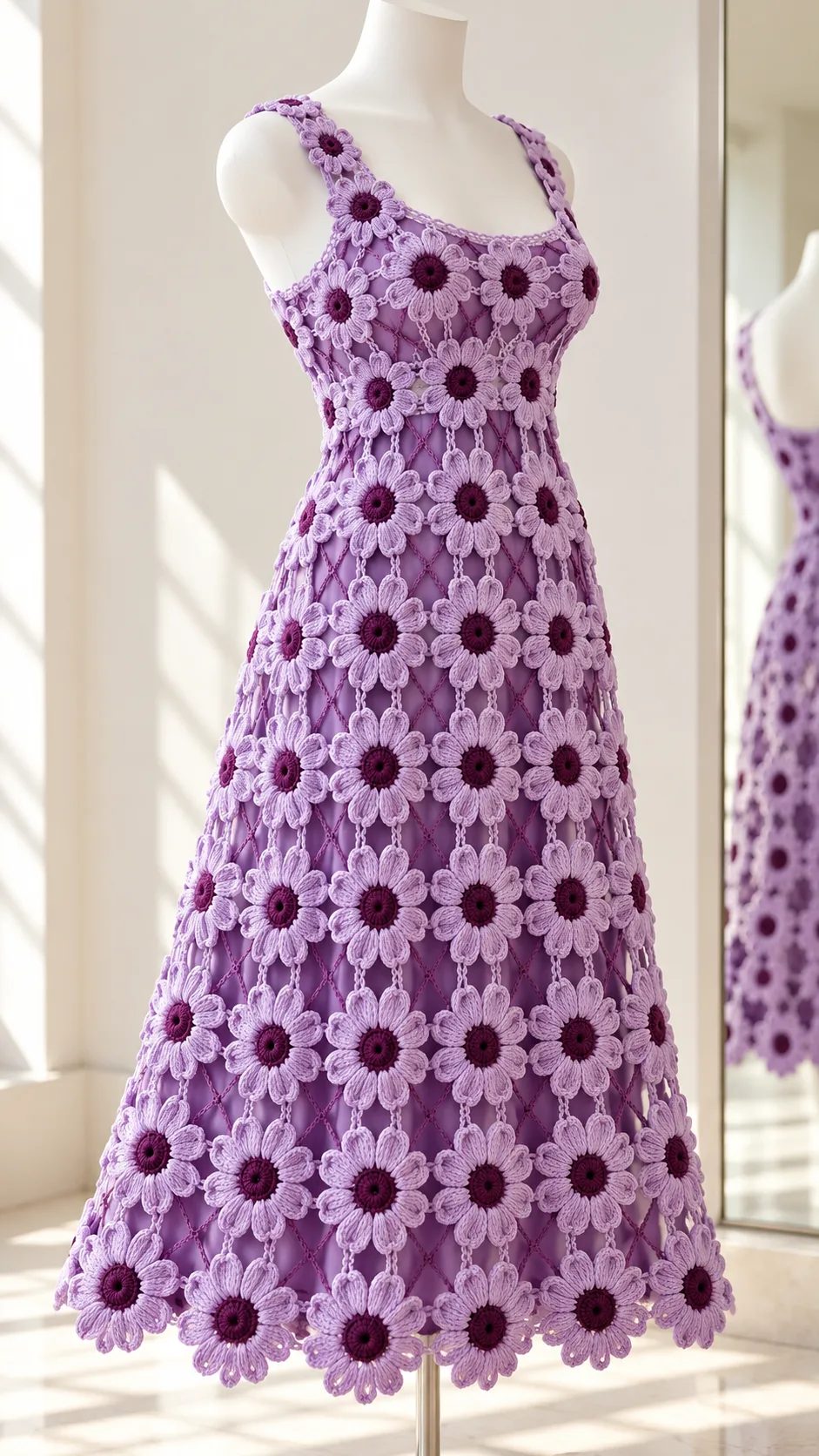 Lilac Flower Empire Dress Crochet Pattern
